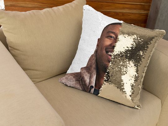 Michael b jordan sequin pillow, flip sequin pillow, cool michael b jordan pillow, michael b jordan fans pillow cushion gift