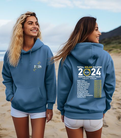 Solar Eclipse 2024 Sweatshirt , Celestial Sweatshirt , Double-Sided Sweatshirt , Gift for Eclipse Lover , April 8th 2024 Sweatshirt ,Eclipse