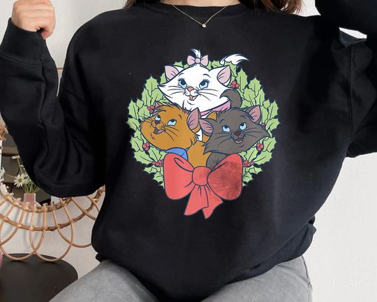 Disney Christmas The Aristocats Wreath Characters Sweatshirt