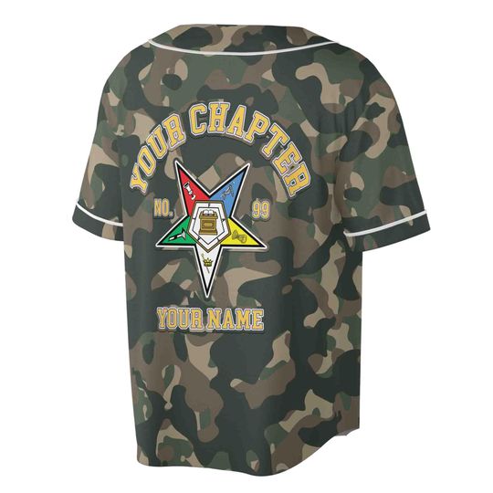 Customized Camo OES Order of the Eastern Star Baseball Jersey