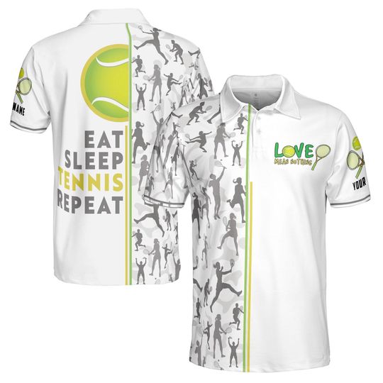 Custom Name Eat Sleep Tennis and Repeat Polo