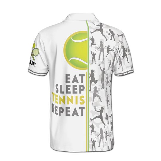Custom Name Eat Sleep Tennis and Repeat Polo