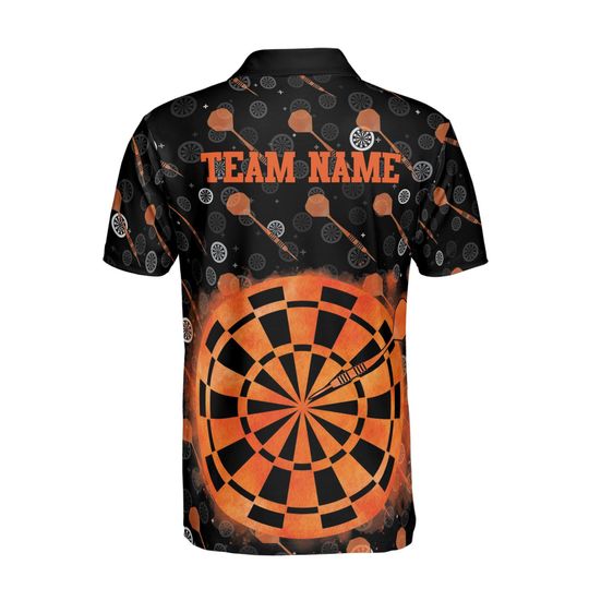 Customized Darts Team Lover Black and Orange Polo Shirt