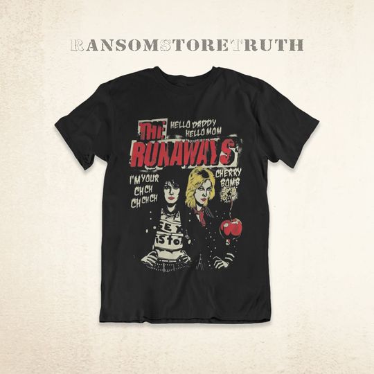 The Runaways Vintage Short Sleeve Crewneck Unisex T-Shirt, Vintage Cherry Bomb Shirt, Joan Jett Shirt