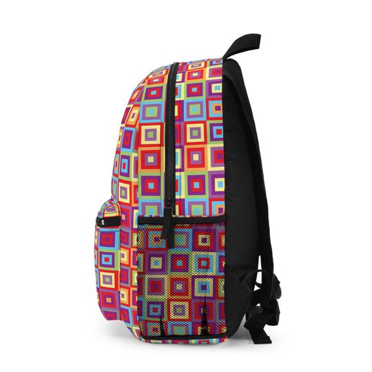 Vibrant Geometric Backpack, School Travel Bag