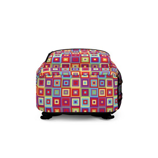 Vibrant Geometric Backpack, School Travel Bag