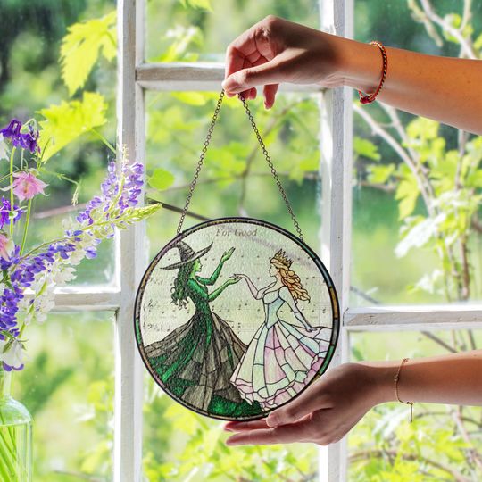 Wicked Elphaba & Glinda Acrylic Suncatcher, Wicked Ornament, Wicked Musical Acrylic Window Hanging, Wicked Musical Movie Fan Xmas Gift