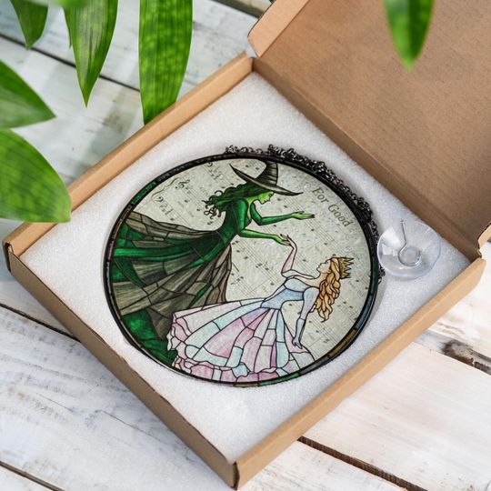 Wicked Elphaba & Glinda Acrylic Suncatcher, Wicked Ornament, Wicked Musical Acrylic Window Hanging, Wicked Musical Movie Fan Xmas Gift