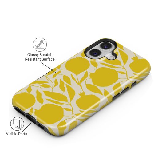 Minimal Lemon Phone Case – Modern Fruit Design with Citrus Leaves
