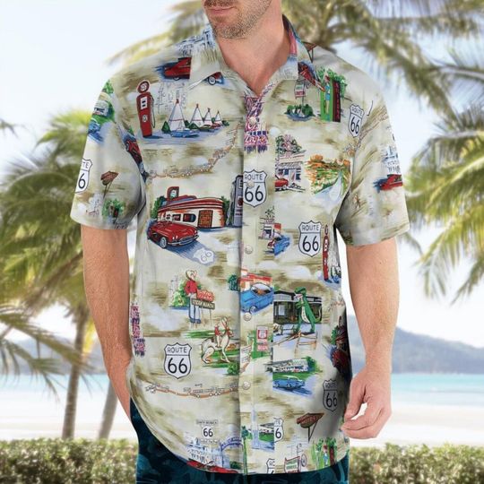 Route 66 Americana Hawaiian Shirt Aloha Shirt