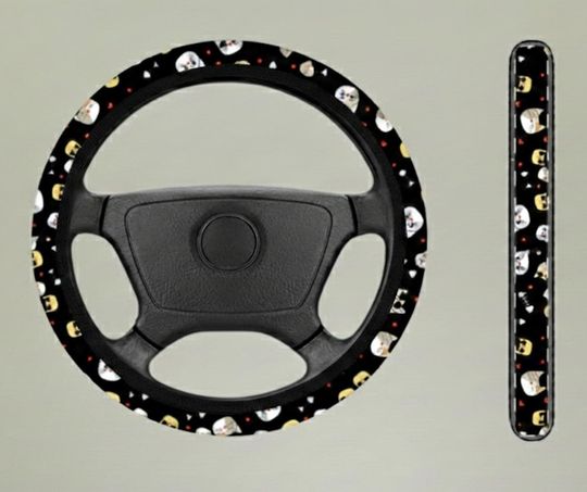 Cat Pattern Car Steering Wheel Cover Japanese Lucky Cat Design