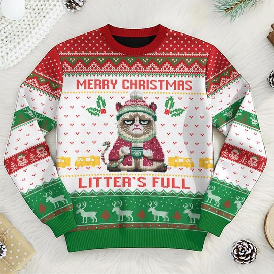 Litters Full Cat Ugly Christmas Sweater
