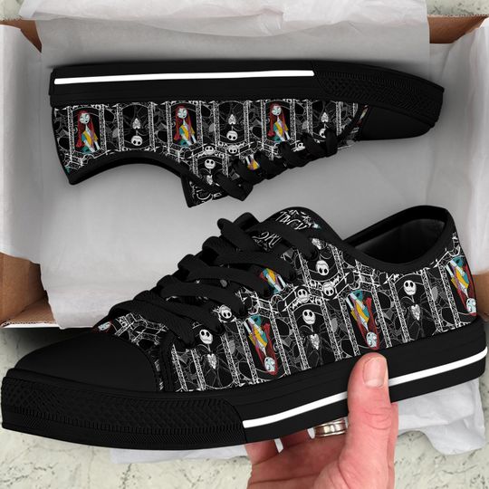 Jack & Sally Patterns Rainbow Full Print Disney Cartoon Low Top Sneakers