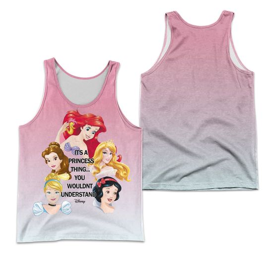 Disney Princess Ombre Pin kUnisex 3D Casual Summer Tanktop Shirt Clothing Men Women