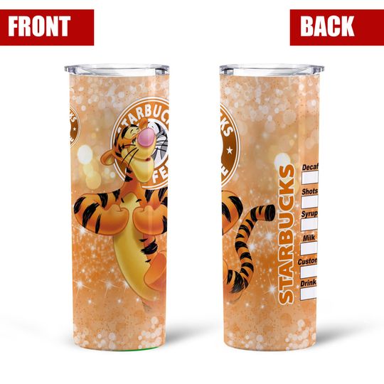 Tigger Orange Black Glitter Bling Starbucks Disney Tumber 30 oz