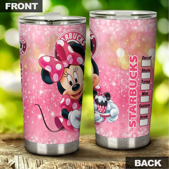 Minnie Mouse Pink Glitter Bling Starbucks Disney Tumber 30 oz