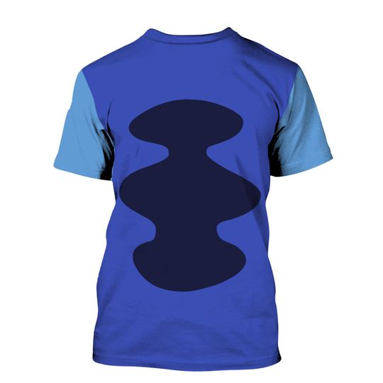 Stitch Logo Head Blue Disney Graphics Cartoon 3D T-shirts