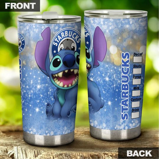 Stitch Blue Glitter Bling Starbucks Disney Tumber 30 oz