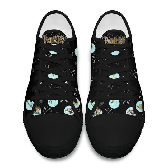 Peter Pan Flying White Full Print Disney Cartoon Low Top Sneakers