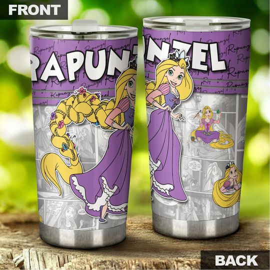 Rapunzel Princess Purple White Comic Strips Disney Tumber 30 oz