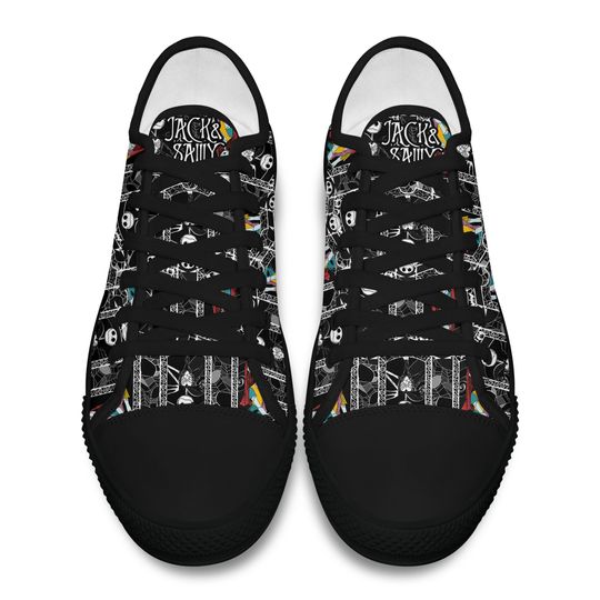 Jack & Sally Patterns Rainbow Full Print Disney Cartoon Low Top Sneakers