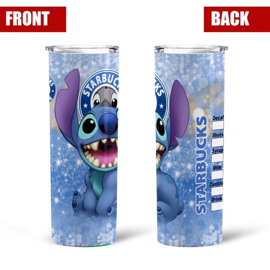 Stitch Blue Glitter Bling Starbucks Disney Tumber 30 oz