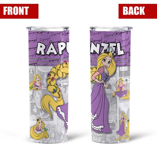 Rapunzel Princess Purple White Comic Strips Disney Tumber 30 oz