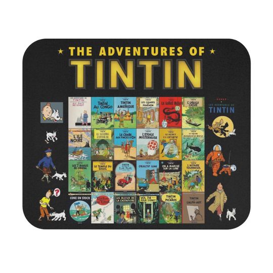 Tintin Book Collection Mousepad, The Adventures Of Tintin 24 books Mouse Pad