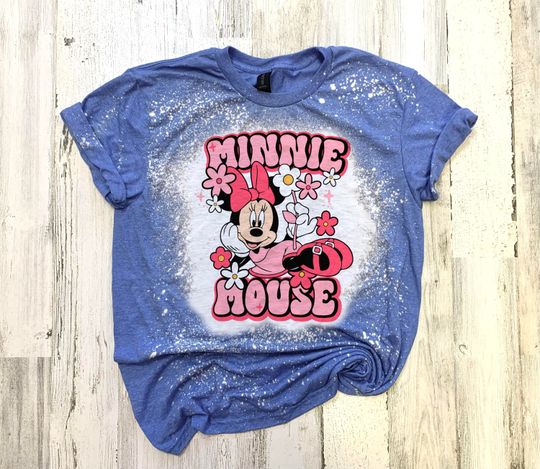 Disney Minnie Mouse Bleached Shirt, Minnie Floral Disney Shirt