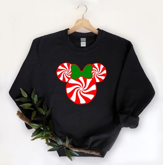 Fun Matching Disney Christmas Sweatshirt, Mickey Peppermint Swirl Sweatshirt