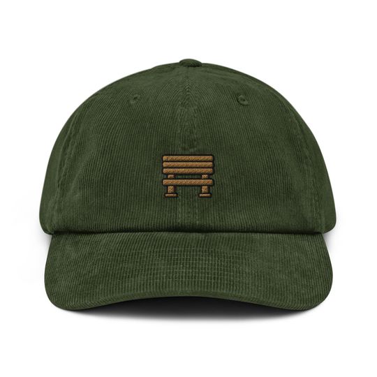 Park Bench Corduroy Hat, Embroidered Corduroy Dad Cap - Multiple Colors