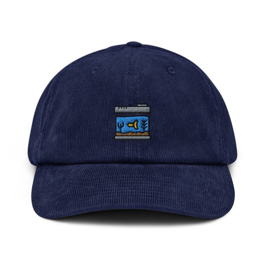 Aquarium Corduroy Hat, Embroidered Corduroy Dad Cap - Multiple Colors