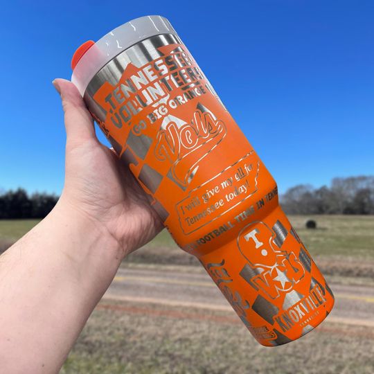 Orange & White College Team 40oz Engraved Tumbler