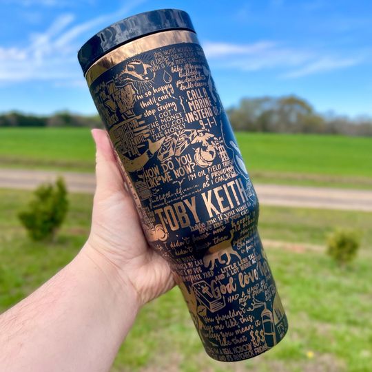 Laser Engraved Toby Keith 40oz Tumbler with Handle