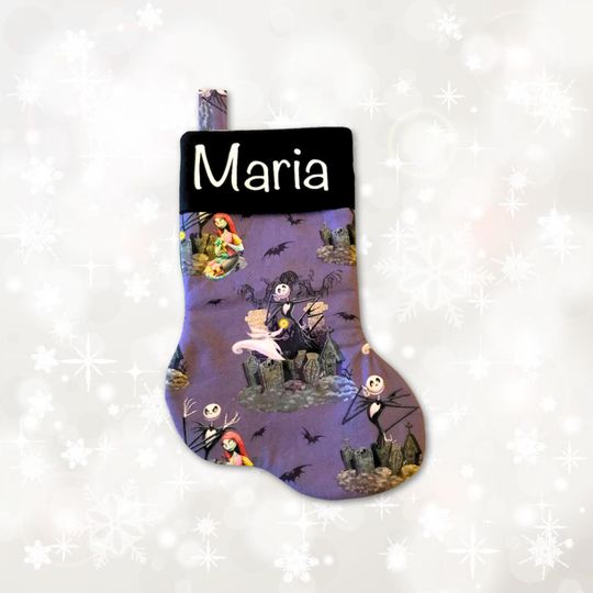 Jack/Sally "Nightmare Before Xmas" Stocking with Custom Name