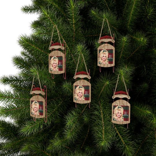 Dolly Parton Plaid Sled Ornament