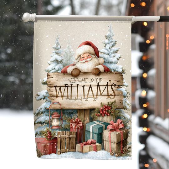 Personalized Christmas Garden Flag, Holiday House Flag, Welcome Yard Sign for Outdoor Christmas Decor