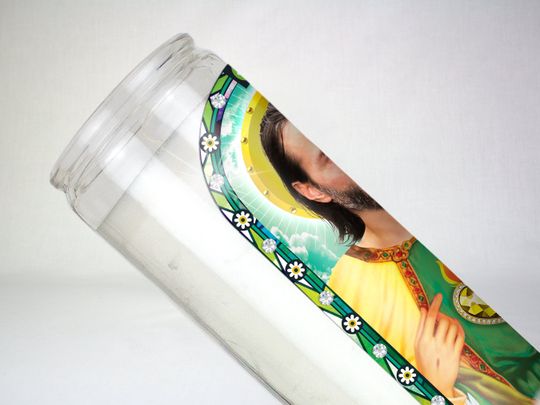 Saint Keanu Prayer Candle: Glass Votive - Funny Gift