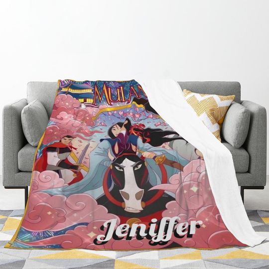 Mulan Inspired Personalized Blanket, Custom Disney Fleece Throw, Christmas, Fall Blanket