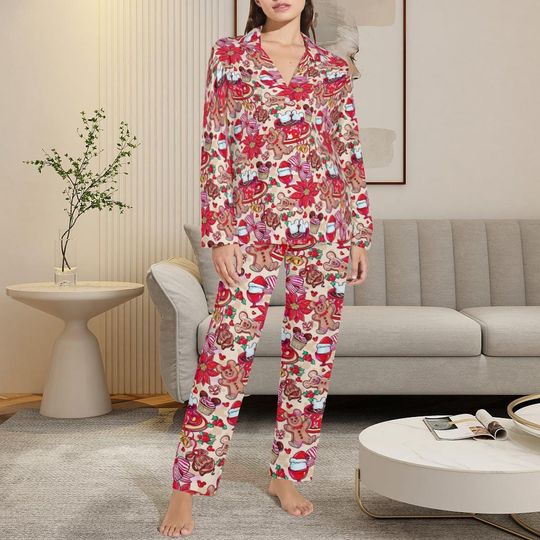 Christmas Gingerbread Matching Pajamas Set , Mickey Gingerbread PJs for Couples & Family , Disney-Inspired Lounge Wear