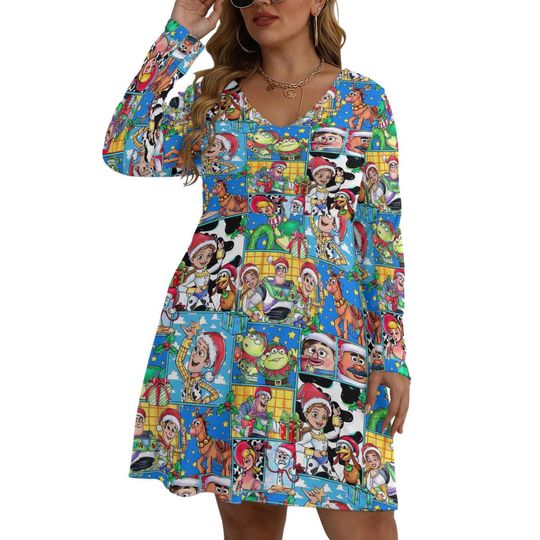 Toy Story Christmas Plus Size Dress , Woody , Buzz  and friends Holiday Dress