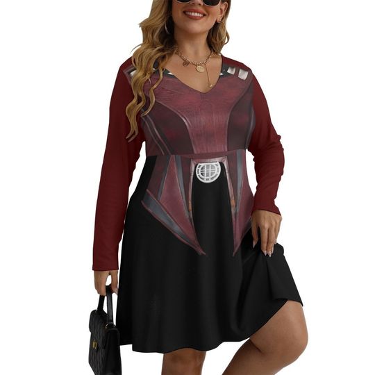Wanda  Scarlet With Long Sleeve Dress(Plus Size)