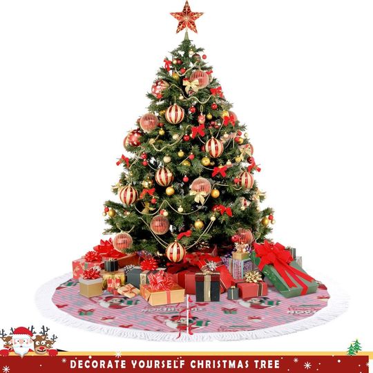 Christmas Tree Skirt, Festive xmas Decor, Disney Inspired Minnie & Mickey Style Decoration