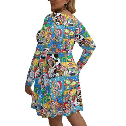 Toy Story Christmas Plus Size Dress , Woody , Buzz  and friends Holiday Dress