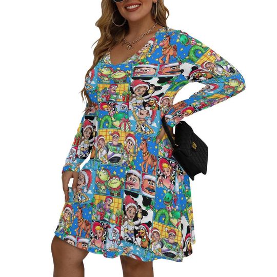 Toy Story Christmas Plus Size Dress , Woody , Buzz  and friends Holiday Dress
