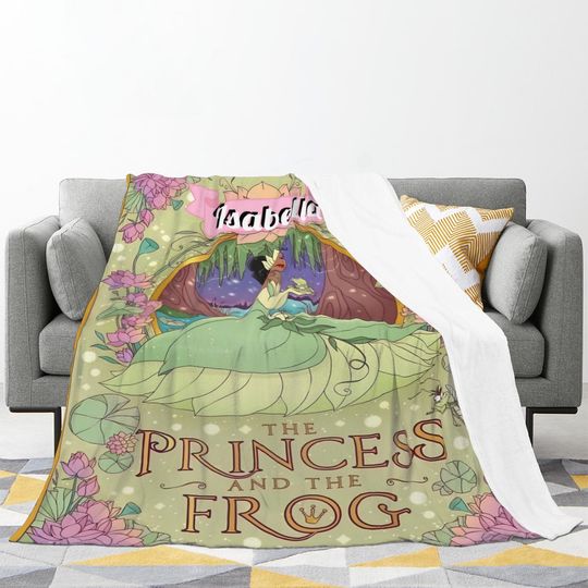 Princess and the Frog Personalized Blanket, Custom Tiana Throw, Christmas & Fall Gift