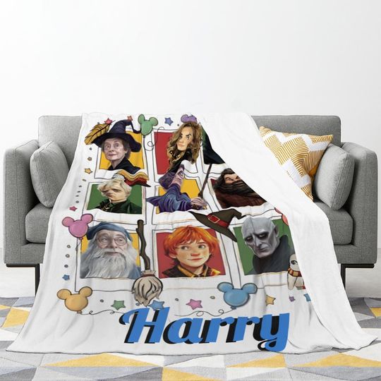 Personalized Magic School Blanket: Fantasy Wizard Throw, Custom HP Gift