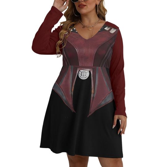 Wanda  Scarlet With Long Sleeve Dress(Plus Size)