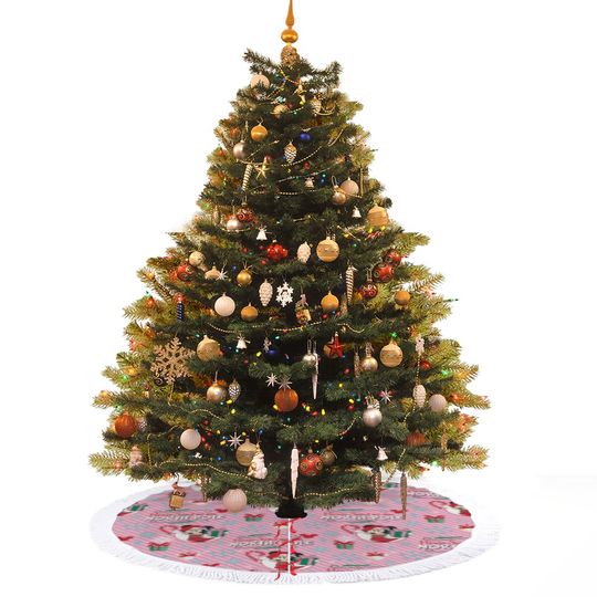 Christmas Tree Skirt, Festive xmas Decor, Disney Inspired Minnie & Mickey Style Decoration