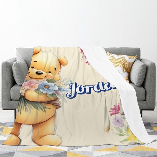 Personalized Winnie the Pooh Blanket: Custom Name, Soft Microfiber